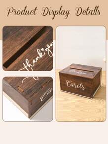 1pc Mini Rustic Wooden Wedding Card Box With Slots, Suitable For Holding Wedding Invitations, Gifts And Cash, Great For Receptions, Bridal Showers, Graduations, Wedding Parties And Decorations - Multicolor - View 9