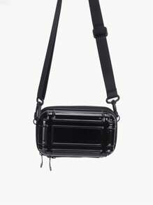 迷你手提箱单肩包硬壳斜挎包，轻便适合学校大学生旅行，PVC防水，夏季小方包，简约风格休闲街头装，适合男士男孩礼物