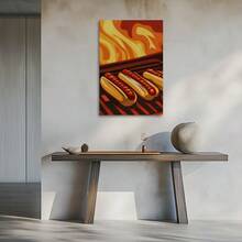 1pc Framed Canvas Wall Art, Hotdog Print Canvas Poster, Ideal Gift For Bedroom Living Room Hallway Dorm Wall Decor