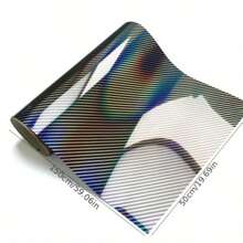 1 Roll 9D Laser Carbon Fiber Silver Car Wrap Film, 3D Laser Carbon Fiber Chameleon Film, Multi-Purpose PET Car Interior Decoration Film, Scratch-Resistant Paint Protection Car Decal - one-size - View 4