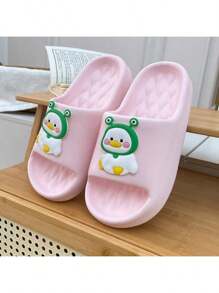 Sandalias Chanclas con dibujo animado de patito y gorro para mujer adulta y adolescentes. 0003 - Rosa - Ver 1