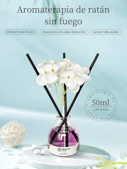 Set de aromaterapia de 50ml, ambientador con fragancia fresca floral y afrutada, aromaterapia duradera, difusor de aire para el hogar, decoración para el hogar, incluye varillas con flores, la mejor opción para regalar.