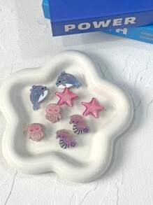 8个海洋系列迷你发夹，女士刘海夹、侧夹，适合作为生日礼物、节日礼物，发爪夹、发夹、发卡、发夹、发夹、发卡、发饰，秋冬季女士度假装扮必备，夏季海滩风情。 - 彩色 - 查看 11