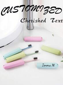 1pc Cor Sólida Verão Fresco Viagem Portátil Trigo Laranja Haste Escova De Dentes Caixa De Armazenamento Cor Sólida Boa Aparência Unissex