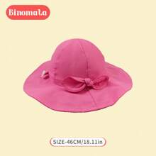 Binomata 婴幼儿女童纯色渔夫帽，0-6岁，防晒，可调节宽檐沙滩帽 - 玫紅色 - 查看 15