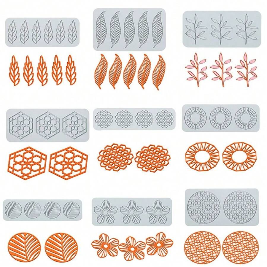 Flower Leaf Patterns Cake Lace Mat Fondant Silicone Mold DIY Craft Baking Decoration Tools Cooking Printing Mold - White - View 1