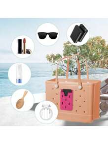 1pc,Multi Color Phone Case Wallet Holder Insert Accessory Compatible With Bogg Bags, Soft Rubber Accessories,For Bogg BagDecorative Charm Inserts For Storage Phone Case Key Lipstick Sunglass Wallet Phone ,EVA Cave Bag Storage Bag, Beach Bag Storage Bag, Swimming Beach Bag Storage Bag, Soft, Waterproof, Wear-Resistant, Easy To Clean, Reusable