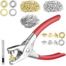 202/402pcs 6mm Snap Eyelets Kit, Gold & Silver Color Snap Eyelets Set With Pliers, Punching & Sewing - Multicolor - View 13