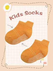 6 Pairs Solid Color Gum Dot Grip Non-Slip Socks With Polka Dot Stripe Pattern - Teen Socks For Little Girls And Baby - Multicolor - View 5