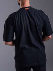 Oversized Textured Fabric T-Shirt S To G2 - 黑色 - 查看 2