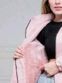 Women's Plus Size Lined Parka Jacket - 淺粉色 - 查看 2
