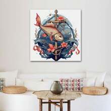 1 Piece Home Decor Wall Framed Canvas Fish Pattern Home Decor Framed Canvas Wall Art Paintings For Living Room - Canvas Framed Print Wall Artworks Bedroom Decoration Office Wall Decor