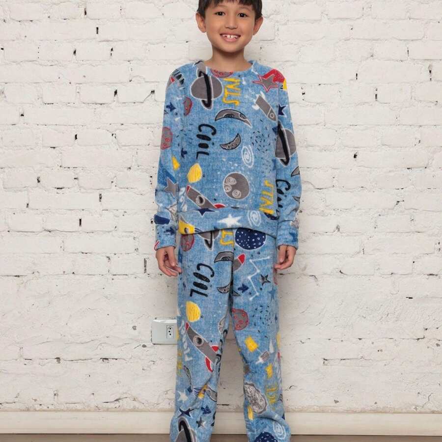 ***Check The Measurements Carefully*** Children's Pajama Set/Fleece Ultra Soft/Boy, Unisex. - Blue - View 1