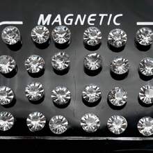 24 件简约时尚磁性水钻耳钉，男士休闲假耳环 - 彩色 - 查看 18