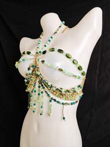 Unisex Sexy Acrylic Crystal Sequin Hollow Pendant Body Chain Necklace, Suitable For Nightclub, Party, Hotel, Carnival, Couples - 彩色 - 查看 12