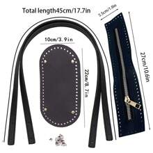 4pcs/Set 45cm Knit Bag Bottom Strap, Handmade Weaving Bag Handle Strap & Zipper Accessory - Multicolor - View 8