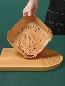 100 pièces de papier sulfurisé carré et rond jetable pour friteuse à air, papier anti-huile pour la cuisson, le barbecue, les activités de plein air. Doublures pour friteuse à air, accessoires de cuisine pour friteuse à air