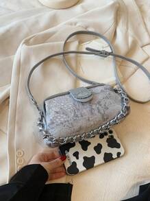 Mini Fashion Elegant Solid Color Clip Mouth Metal Chain Handle Women Handbag, Casual Minimalist Shoulder Tote Bag, Suitable For Shopping, Wallet, Cosmetic, Camera, Holiday Travel, For Fashionable, Casual, Minimalist Young Women, College Students, New Arrivals And White Collar, Applicable For Office, University, Work, Business, Commuting, Outdoor, Travel And Outings