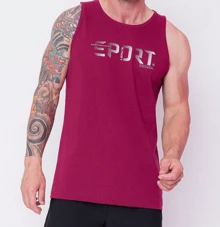 Men Tank Tops - Burgundy - View 2