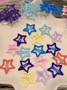 100pcs Cute Y2K Five-Pointed Star BB Hair Clips, Starry Adorable Iron Alloy BB Clips Hair Accessories - Girl Y2K Star Snap Clips, Non-Slip, Women's Accessories - Suitable For Daily Party Dopamine Colorful Party Main Character Combination Set Claw Clips Hair Claws Hair Barrettes, School Stuff, College, Set, Head Accessories - Multicolor - View 7