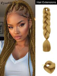 24 Inch High Temperature Synthetic Braiding Hair Bundles, Suitable For Braiding, Colors Include Light Brown, Platinum Blonde, Gray, Black, Brown Gradient, Multicolor, Fashion Braiding Hair Extensions, Suitable For Daily, Party, Cosplay, Music Festival And More - Multicolor - View 14