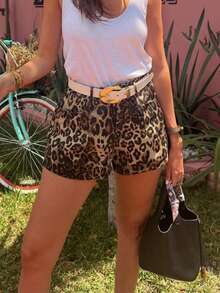 Leopard Print Comfortable Versatile Mini Sexy Shorts For Summer Everyday Wear - Brown - View 5