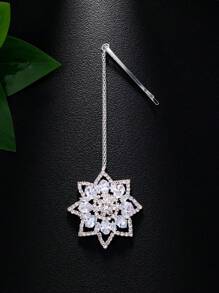 1 件新款花朵复古图案传统头饰，时尚水钻头链，适合女士头饰 Tikka