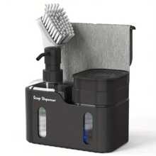 1 X Dual Function Bathroom Soap Dispenser With Sponge Holder, Countertop Storage Organizer, Kitchen Sink Soap Pump For Dishwashing, 2-In-1 Dishwashing Sponge Organizer, No Electricity Or Batteries Required, Suitable For Dishwashing Bathroom And Kitchen Accessories Bathroom Decor Fall Decor