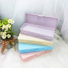 2pcs Multi-Color Translucent Matte Storage Box Multi-Function Double-Sided Macaron Plastic Box Suitable For Storing Jewelry, Pens, Erasers