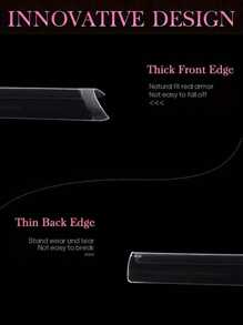 240st Mjuka Gel Nageltips, Halv Matt Heltäckande Press-On Naglar Mandel Fyrkantig kista Franska Falska Naglar Tunn Framände Tjock Baksida Mer Passform Och Fast Peelable Gel Extension Nagelkapslar Fake Nails Nageltillbehör Lämplig för tjejer Dam Nail Art DIY - Genomskinlig - Visa 3