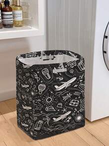 1 Rectangular Storage Basket With Interest Print Pattern, Foldable Box With Handle, Dirty Clothes Basket, Suitable For Living Room And Kitchen Clutter, Ideal For Organizing Socks And Accessories Home Bedroom Clothes Storage Organizer Closet Organization And Storage - Multicolor - View 4