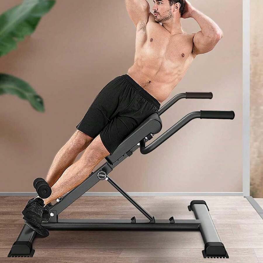 6in1 Ab Workout Equipment Adjustable Roman Chair Back Hyperextension Bench Health Fit Dumbbell Trainer Incl Dip Bar For Strengthening Foldable Multi-Workout Sit Up Home Trainer - 變體1 - 查看 1