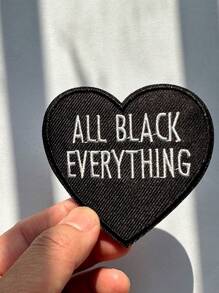 aprille 1PC "ALL BLACK EVERYTHING" Embroidered Iron On Patches For Clothing Jeans Jacket Embroidery Heart Applique Clothes Sticker Eagle Armband Stripes Badge