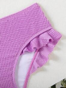 New Design Girls Children Swimwear, Special Material Split-Type Bow & Ruffle Purple Big Kid Swimming Suit - Purple - View 6