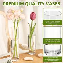 Tomnk 15/30/50pcs Glass Vases For Centerpieces, 7.5in Slim Flower Vases Wedding Table Decor For Single Rose Vases Bulk, Home Aesthetic Desk Decor, Party Decorations, Mother's Day Decor, Ideal Mother's Day Gift - 透明 - 查看 4