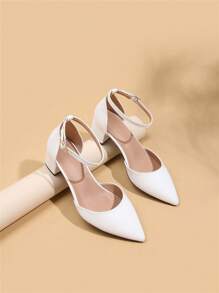 Wide Fit Women Spring/Summer New Open-Toe Pointed Toe Sandals, Fashion Versatile Low Heel Backstrap Outdoor High Heel Shoes