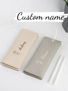 Estuche de lápices personalizado de unicolor, con patrón floral de diciembre, de doble capa y gran capacidad, bolsa de almacenamiento de papelería, organizador de papelería de unicolor multipropósito, regalo de vuelta al cole, regalo para amigos y compañeros de clase, multifuncional, ornamental, reutilizable, moderno, colorido, lindo, vintage, de dibujos animados, kawaii, personalizado, único, personalizado, trabajadores, clientes, estudiantes, para negocios/trabajo/oficina, para la escuela, vuelta al cole, útiles escolares