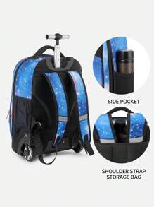 High Quality Multi-Function Rolling Backpack, With Retractable Handle, Large Capacity, Multi-Compartment Design, Quiet Wheels, Oxford Cloth Material, Suitable For Business Travel And Daily Use - Multicolor - View 5