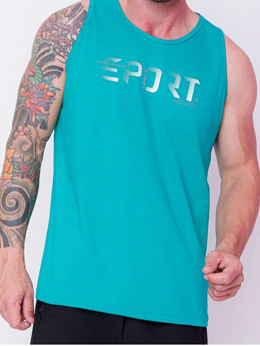 Men Tank Tops - Bleu canard - Voir 1