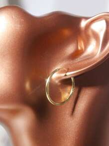 Elegant & Luxurious Circular Hoop Earrings, Suitable For Wedding, Anniversary, Birthday, Valentine's Day Gift, 925 Sterling Silver Gold-Tone