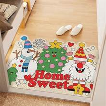 23.62*15.74inches Christmas Silk Hoop Mat For Household Entrance Door Rubbing Soil Mat - White - View 3