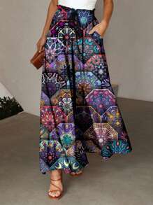 Gonna casual a-line stampata da donna