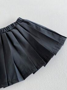 女童学院风卡通 Polo 衫和百褶裙套装，开学季