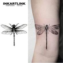 INKARTLINK Revolutionary Tattoo Technology, Semi-Permanent Tattoo, Dragonfly, Heart Tattoo, Temporary Tattoo, Waterproof, Authentic Tattoo Appearance, Botanical Tattoo, Hand Tattoo - Black - View 2
