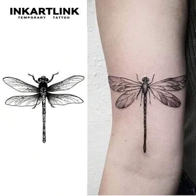  INKARTLINK Revolutionary Tattoo Technology, Semi-Permanent Tattoo, Dragonfly, Heart Tattoo, Temporary Tattoo, Waterproof, Authentic Tattoo Appearance, Botanical Tattoo, Hand Tattoo