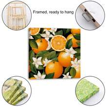 1 Piece Home Kitchen Wall Decor Framed Canvas Orange Pattern Home Decor Framed Canvas Wall Art Paintings For Living Room - Canvas Framed Print Wall Artworks Bedroom Decoration Office Wall Decor - 彩色 - 查看 2