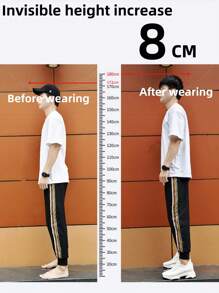 Men Height Increasing Shoes, 8cm/3.15in Invisible Height Increase, Fashionable Thick Sole Chunky Sneakers, Breathable Running Shoes, Men Invisible Casual Sneakers, White Mesh Shoes, New 2025 Style, Increased Insole Shoes, Dark Color, Plus Size 45-46
