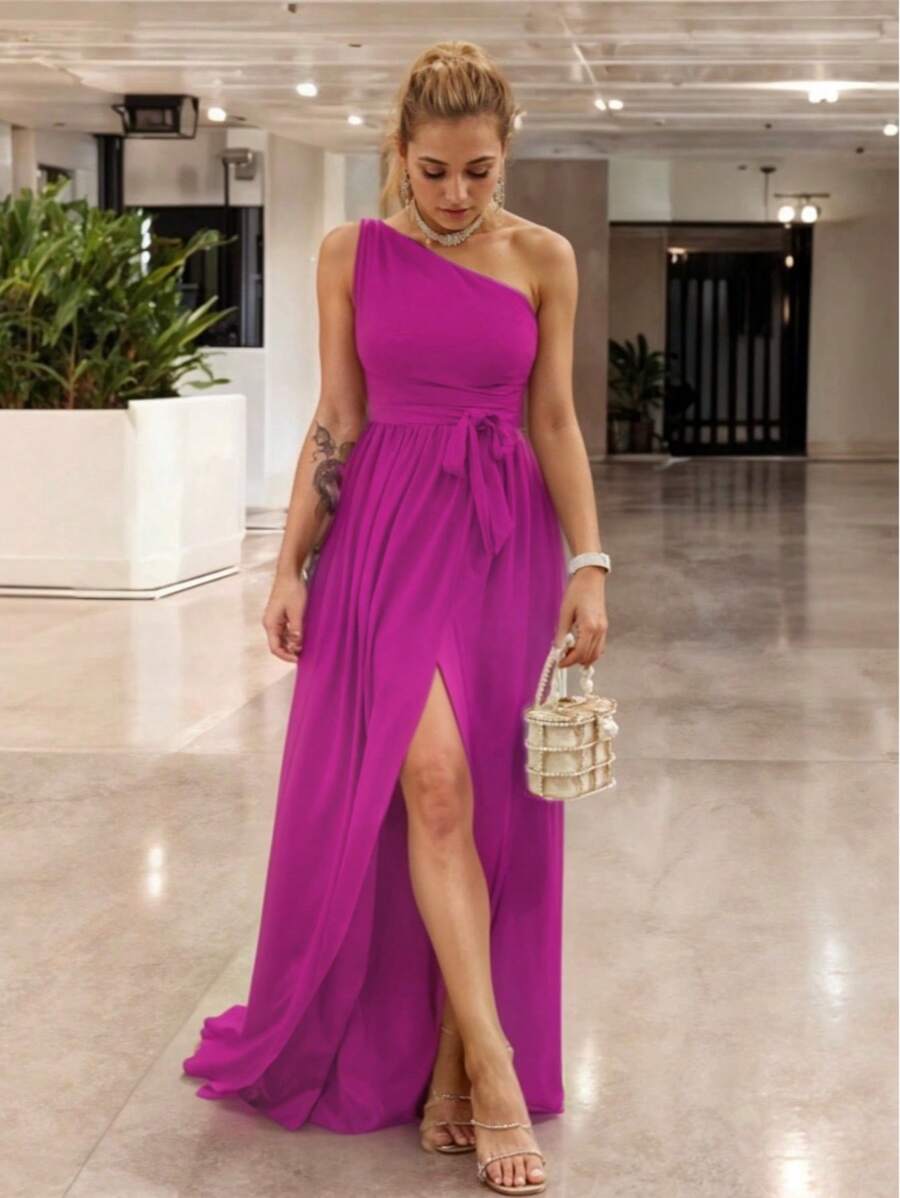 Elegant Long Dress Off The Shoulder Leg Slit Women
