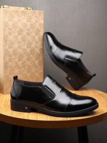 Men's Pointed Toe Dress Shoes, New Autumn/Winter English Style Business Formal Casual Versatile - Black - View 5