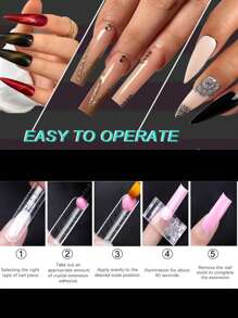 120 piezas Moldes de uñas cuadrados transparentes, juego completo de 12 tamaños XXL mate con gel de polímero doble para extensiones de uñas, herramienta de arte de uñas para salones y bricolaje